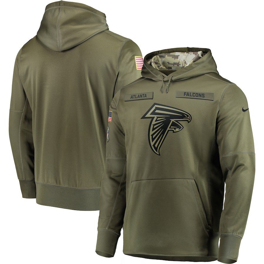 Men Atlanta Falcons Nike Olive Salute To Service KO Performance Hoodie Green